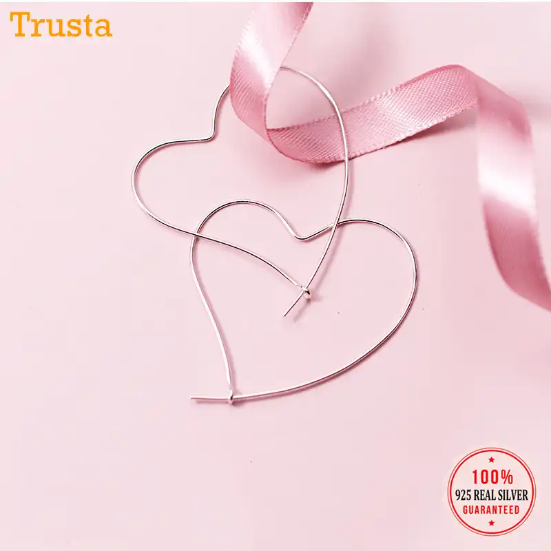 Trusta новые женские 100% стерлингового серебра 925 ювелирные изделия Мода Любовь серьги обруча сердца подарок для девочек подростков леди DS135