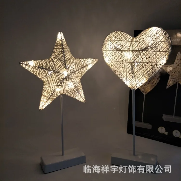 

Cross Border Heart bian zhi deng Creative Rattan Modeling Lamp Handmade Weave Small Night Lamp LED Warm White Rattan Modeling La