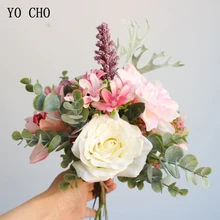 YO CHO 1 букет Искусственные розы Шелковые цветы для дома Свадебная вечеринка Декор искусственные растения Шелковый Flore ваза стол Декор искусственные цветы
