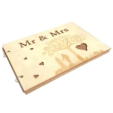 20 страниц деревянный гость знак книга для дня рождения приёма свадьбы Mr& Mrs персонализированное домашнее украшение подписная книга