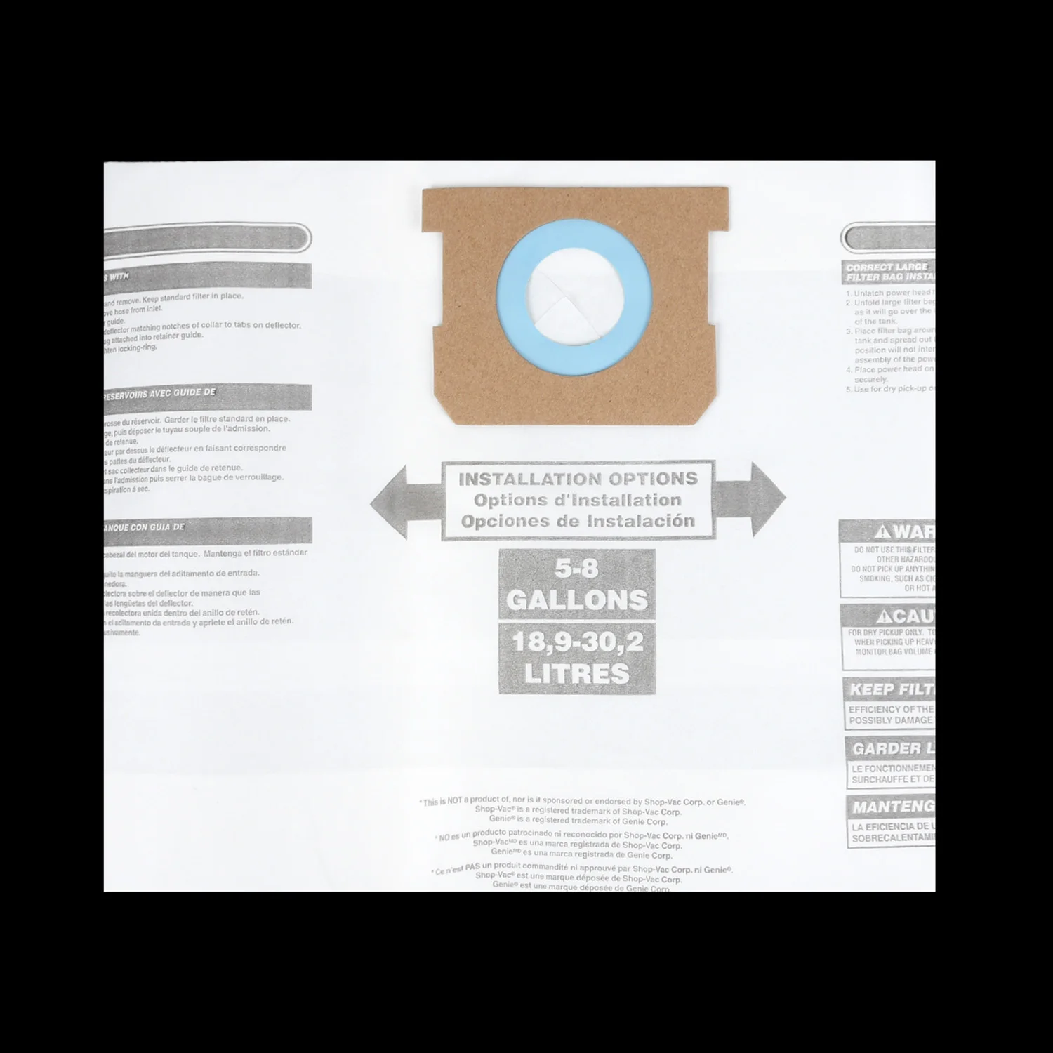 

Part Dust Bags For Shop-Vac 90661 906-61 9066100 5-8 Gallon Series 906-61-33 Vacuum cleaner