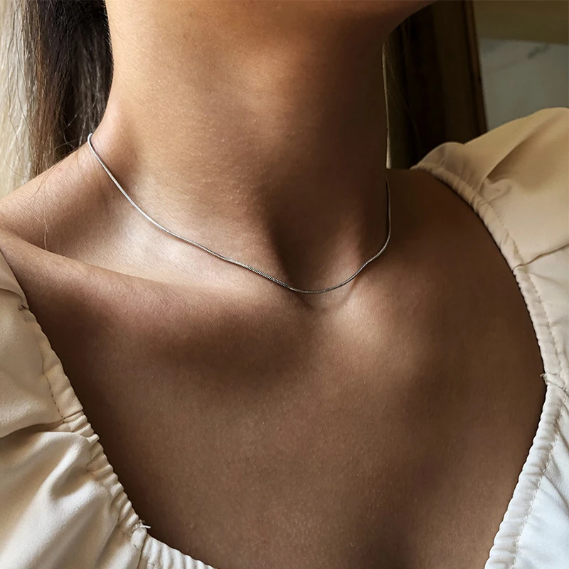 2021 Designer Minimalist Thin Snake Chain Gold Plated Necklaces For Women Niche Sexy Choker Jewelry Accessories | Украшения и
