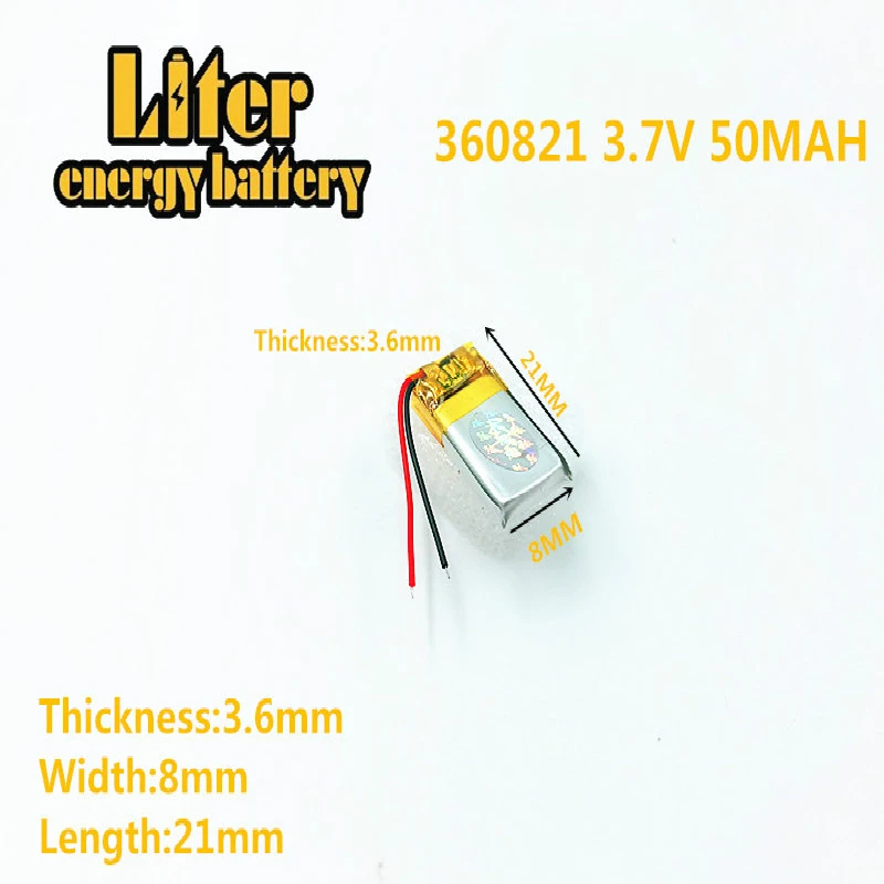 

351020 3.7v 360821 50mAh Lithium Polymer LiPo Rechargeable Battery li ion li-polymer For DIY Mp,Connection head 1.25A/B