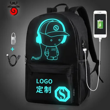 

laptop bag middle School student school bag men and women Luminous USB outdoor Casual backpack Korean version backpack