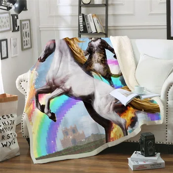 

Hoodie Blanket Plush Throw Blanket 3D Knight Cat Pizza Cat Printed Sherpa Fleece Microfiber Throw Blanket Gift Drop Shipping