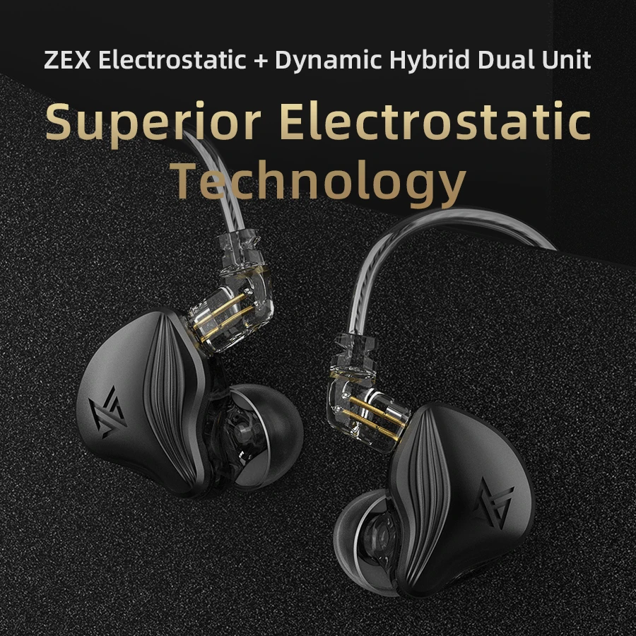 Fone de Ouvido Unidade Dinâmica Eletrostática Híbrido Alta Fidelidade Baixo Earbud Esporte Cancelamento Ruído Headse kz Zex - Image 6