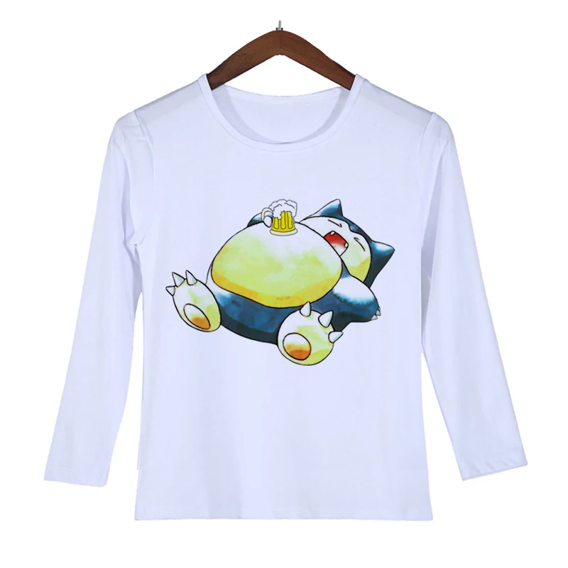 Футболка с принтом sleepy snorlax детские топы длинными рукавами детская забавная