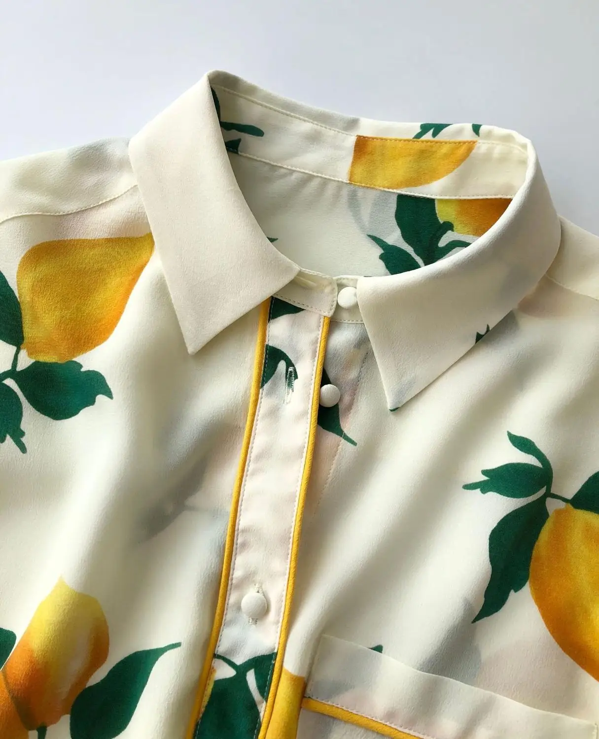 Women Silk Blouse French Fresh Autumn Lazy  Lemon