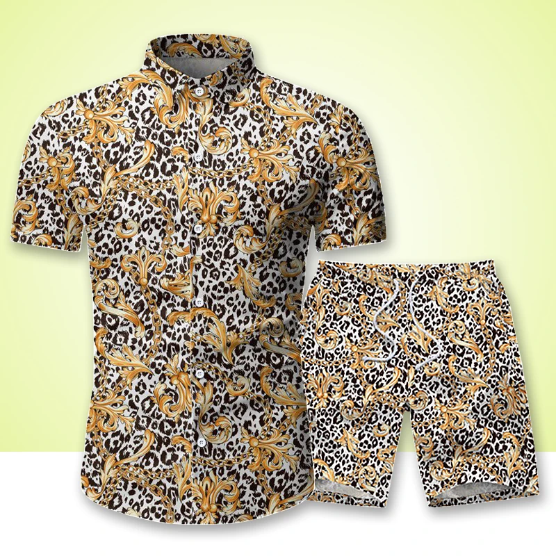 Tracksuit-Sets Shorts Male Summer Beach Mens Fashion Hawaiian-Shirts-Set Casual-Suit