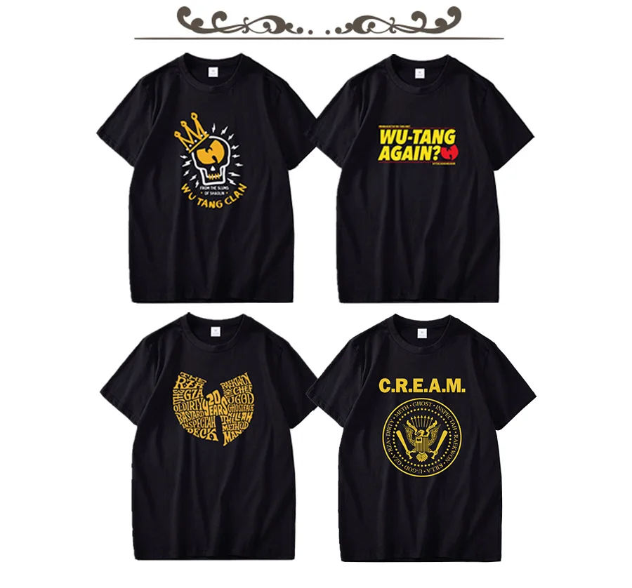 Wu Tang Clan Футболка Хип-Хоп Группа логотип Креативный дизайн топы простые европейский размер хлопок короткий рукав Crewneck мягкая рубашка