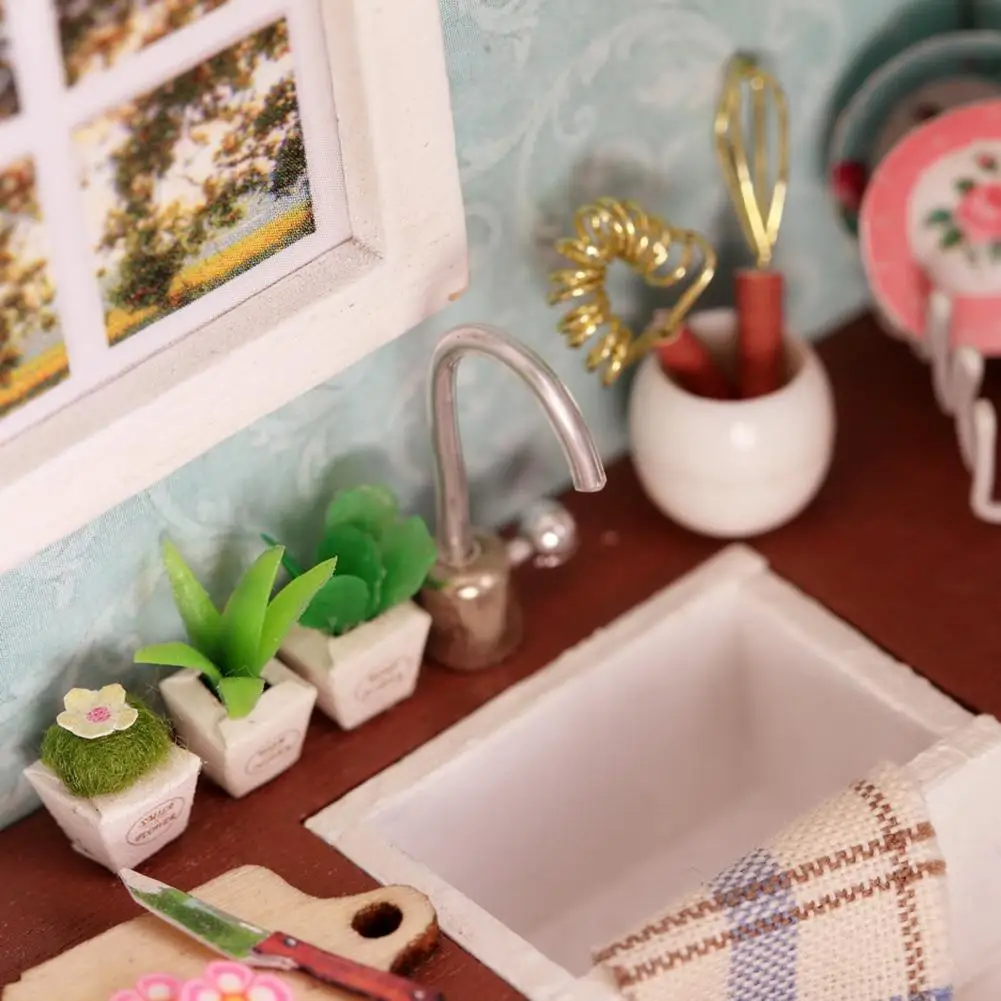 DIY кукольный домик деревянный миниатюрный мебельный набор мини-домик подарки на день рождения Кукольный дом для женщин девочек детей
