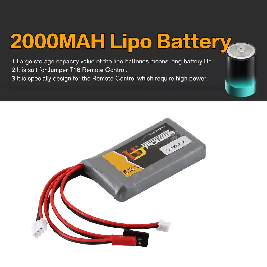 

2000MAH 7.4V 8C 2S Lipo Battery For Jumper T16 Remote Control Spare Parts Replace Rechargeable Batteries