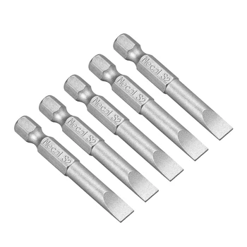

uxcell 5 Pcs 6mm Slotted Tip Magnetic Flat Head Screwdriver Bits, 1/4 Inch Hex Shank 2-inch Length S2 Power Tool