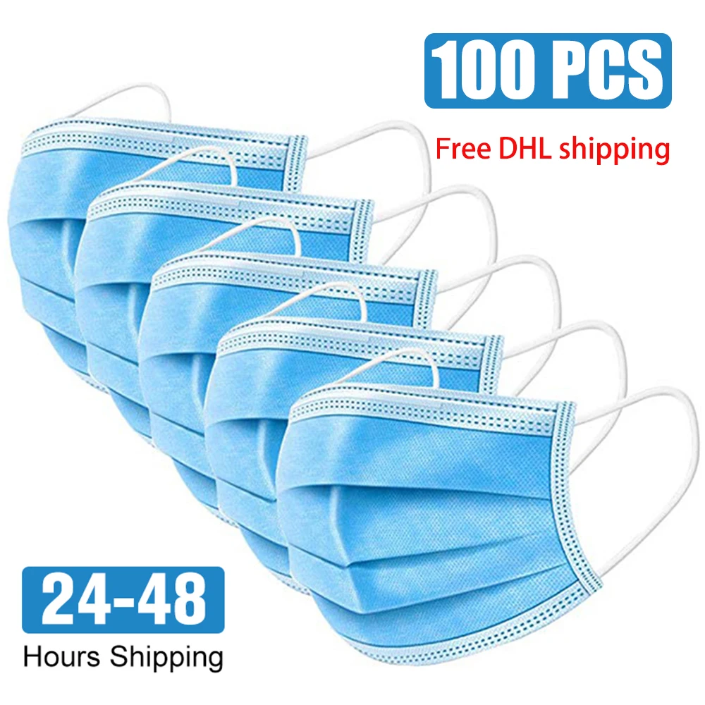 

100pcs Free DHL Shipping Disposable NON-WOVEN Mask for Kids Children Anti Dust blue Face Melt-Blown Fabric Effective Filtering