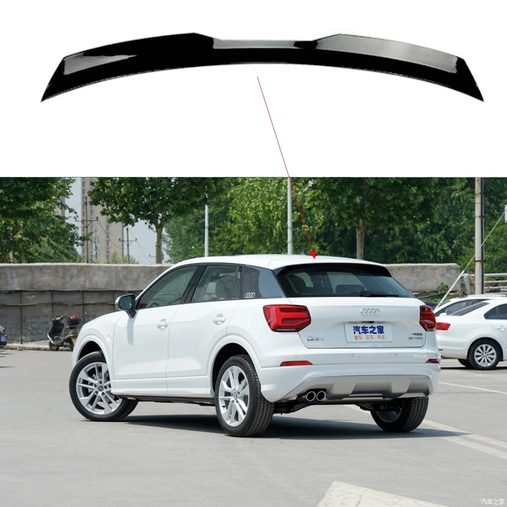 

Car Styling ABS Plastic Roof Trunk Lid Hatchback Spoiler For Q2 Q3 Universal Car Tail Wing Glossy Black Carbon Decoration