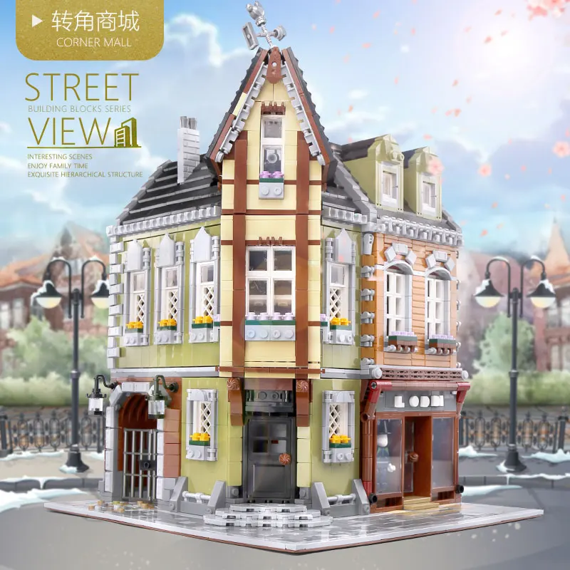 Город Streetview MOC Victor's Lab набор сборочных игрушек Модель Детские Рождественские