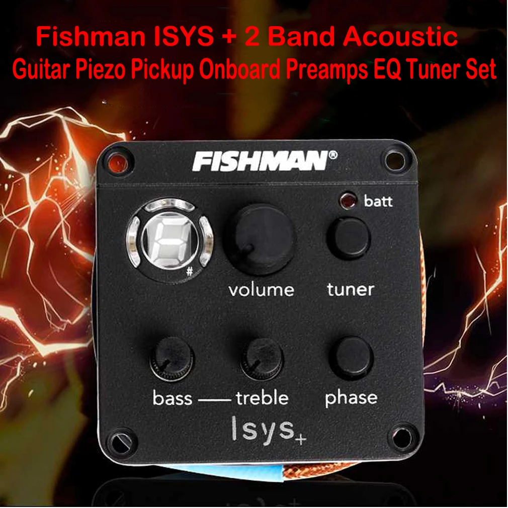 US Fishman ISYS+ EQ Акустическая гитара Предварительный усилитель звукоснимателя EQ тюнер пьезо микрофон бит клип на звуковое отверстие