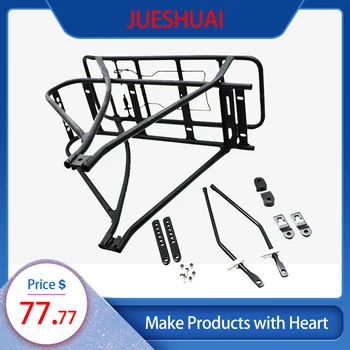 

JS Adjustable 20" 26" 700C Bike Luggage Rack Black Double Layer eBike Electric Bicycle Battery Rear Carrier Bike Accessories