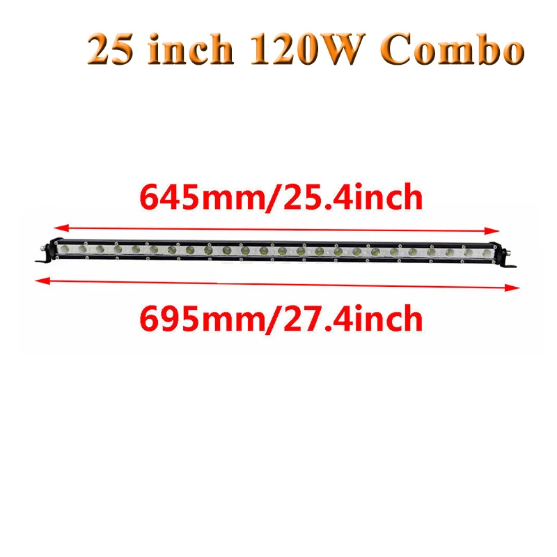 SKYWORLD 7 ''13'' 20 ''25'' 32 ''38'' Однорядный внедорожный светодиодный фонарь для вождения противотуманной фары 30 Вт 60 Вт 90 Вт 120 Вт 150 Вт 180 Вт 4x4 4WD - Цвет: 25 inch Combo