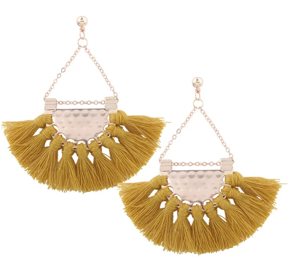 E0344 light yellow Модные веерообразные серьги Tassu, популярные трендовые уличные серьги - Окраска металла: E0344 light yellow