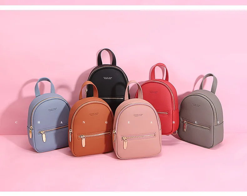 Women Backpack PU Leather Mini Soft Touch Multi-Function Small Backpack Female Ladies Shoulder Bag Purse mochilas mujer