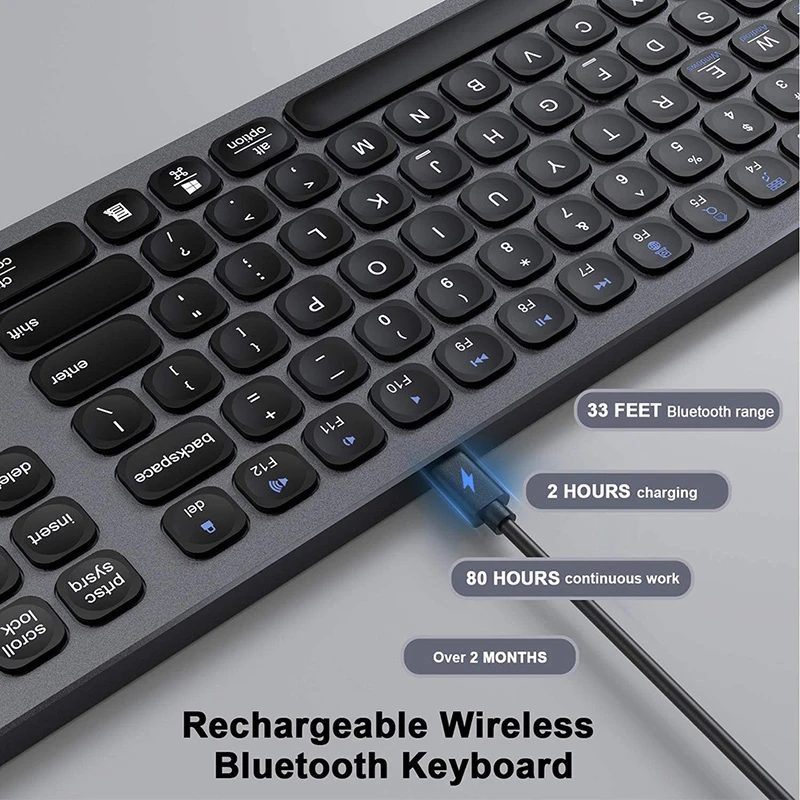 USB клавиатура SeenDa Аккумуляторная алюминиевая с поддержкой Bluetooth и Type C|Клавиатуры|