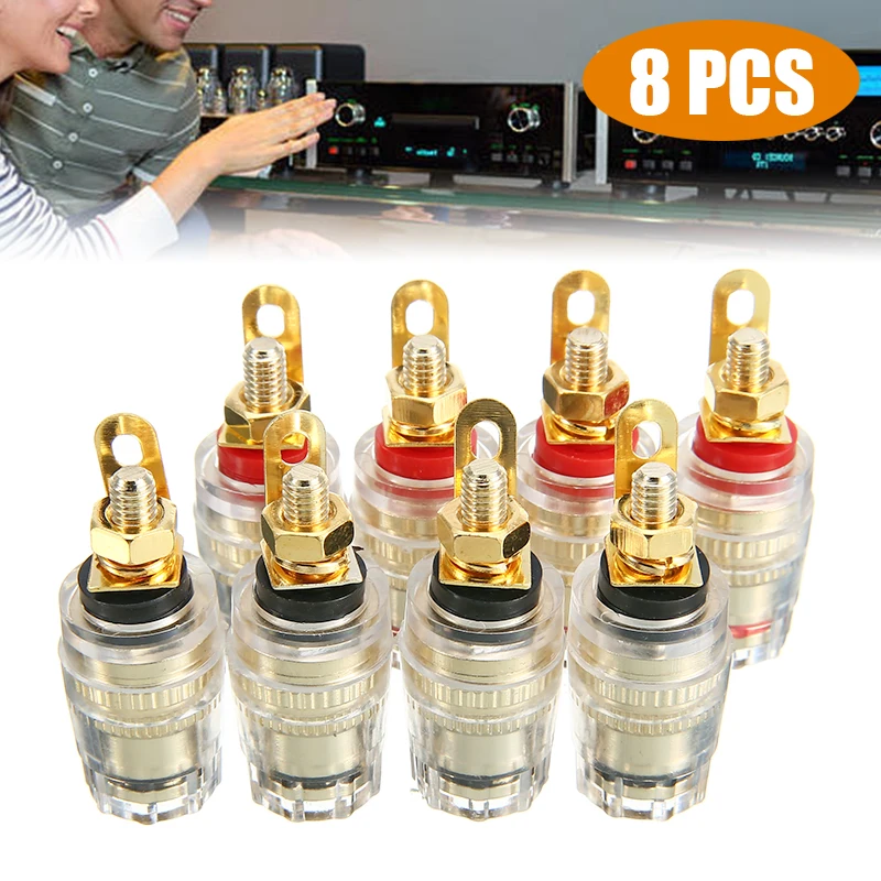 8pcs Speaker Terminal Binding Post 4mm Banana Plug Socket Connector