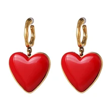 JUJIA новые модные женские массивные серьги-гвоздики с красным сердцем для женщин модные серьги подарок для женщин