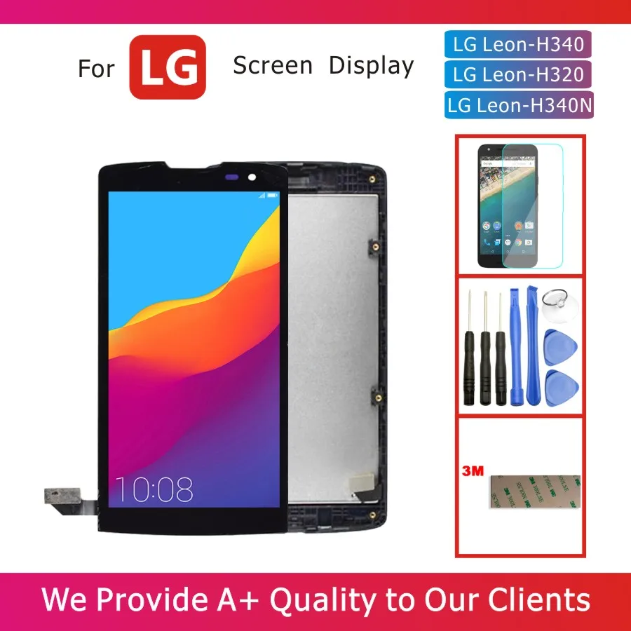 

Original 4.5" LCD Display for LG Leon H340 H340n H324 H320 LCD Display with Touch Screen Digitizer Assembly Frame Replacement