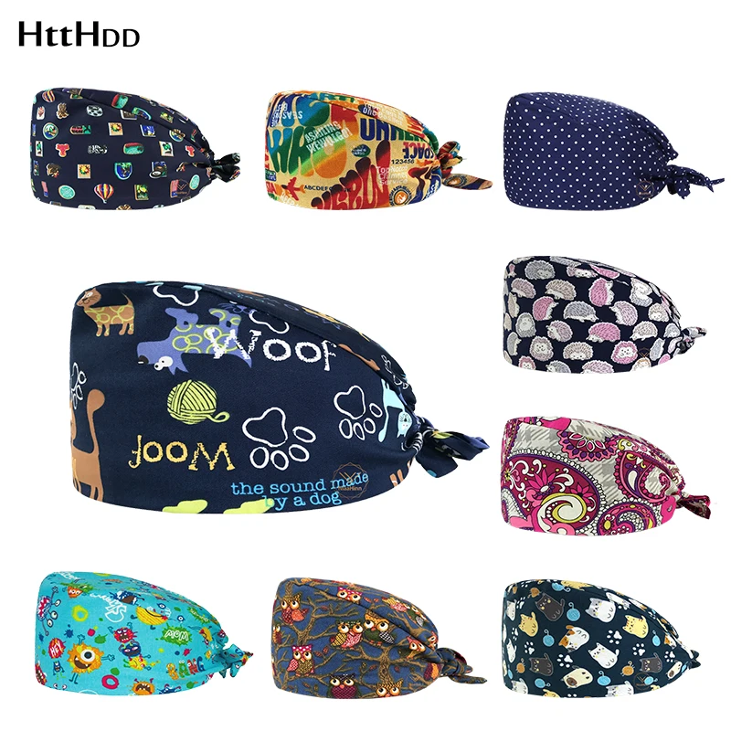 

Adjustable cotton Unisex Dust hat Breathable Sweat women/men scrubs cap/hat Pet grooming working Beauty salon Laboratory hat-H22