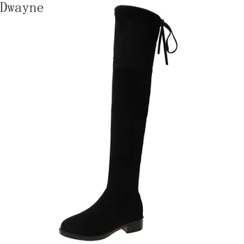 

Women's boots 2019 autumn and winter new high boots over the knee plus cashmere stretch boots