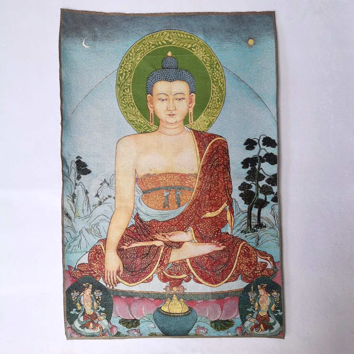 Tibet Cloth Silk Sakyamuni Amitabha Buddha Tangka Thangka mural 