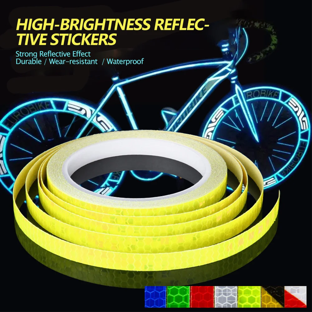 Reflective Motocycle Car Bike Safety Warning Stripes Rim Tape Decal Film 1cm*8M 