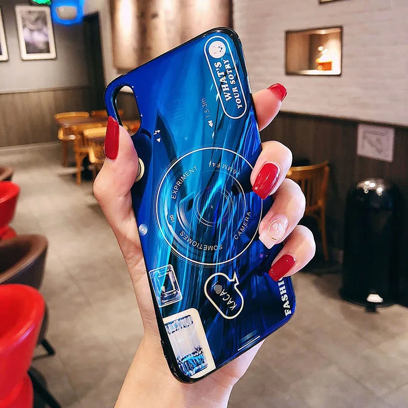 Blu-ray Camera Wristband Phone Case For iPhone 11 pro XR XS X Case Silicone Cover For iPhone 11 Pro Max 7 8 6s Plus Holder Cases (6)