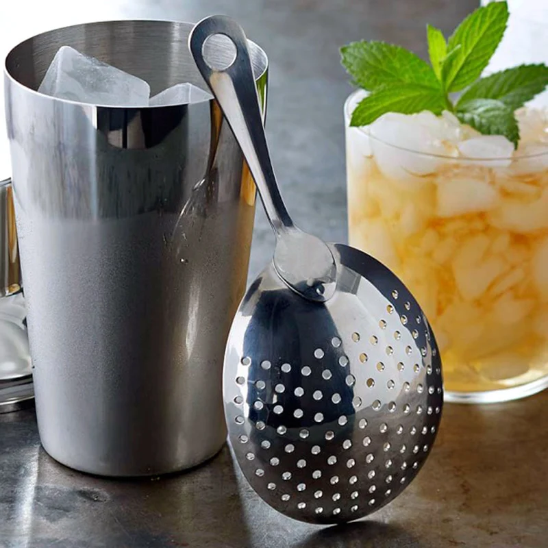 Bar Cocktail Strainer Stainless Steel Julep Strainer Bartender Tools Ice Drink Strainer Colander Spoon Bar Accessories (7)