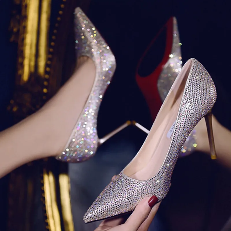 

Cresfimix/женская модная Высококачественная пикантная обувь на шпильках для свадьбы; Модные Серебристые свадебные вечерние туфли для ночного клуба; A9253