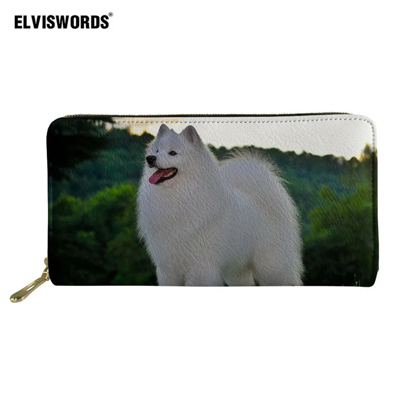 ELVISWORDS Американский эскимо собака узор длинные роскошные женские кошельки дамы молнии кожаные вечерние Pusre пляж водонепроницаемый чехол для телефона