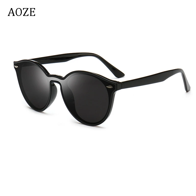 AOZE 2019 Fashion cool men women round sunglasses Integrated Sunglasses frame Vintage Sunglasses Classic Sunglasses Lady UV400