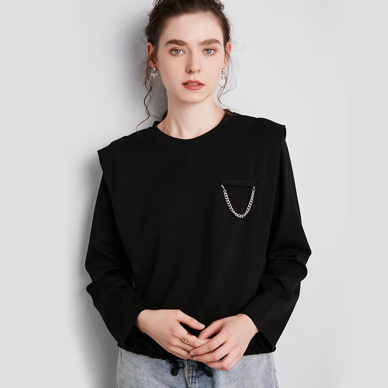 Spring Casual Solid O-Neck Women T Shirt Korean