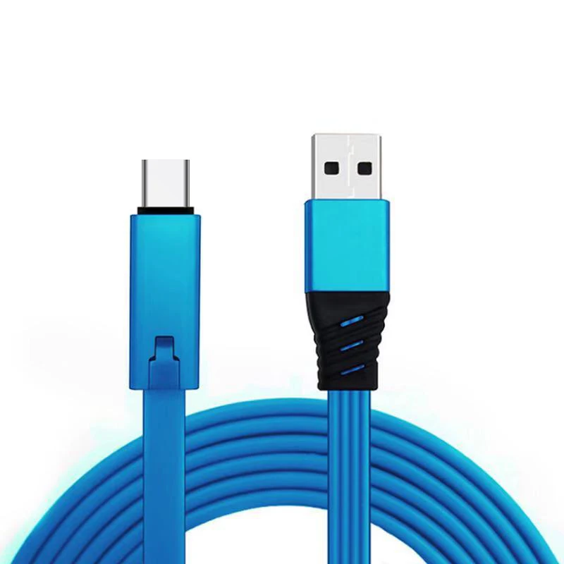 Blue Type-c Зарядный кабель для передачи данных типа C Micro USB Ремонтопригодный провод для быстрой зарядки для мобильного телефона FKU66 - Цвет: Blue Type-c