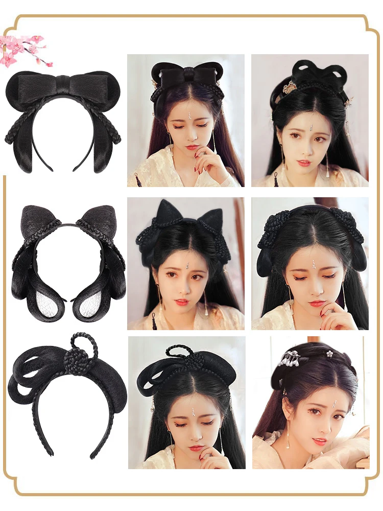 BUQI Chinese Traditional Retro Hair Chignon Synthetic Hanfu Cosplay Wig  Black Fake Hair Bun Ancient Fairy Princess Hair Band|Búi tóc tổng hợp| -  AliExpress