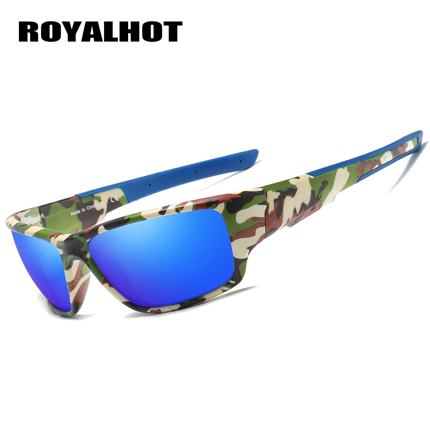 RoyalHot, мужские, женские, поляризационные, квадратная оправа, спортивные солнцезащитные очки, Ретро стиль, солнцезащитные очки, 900194 - Цвет линз: Camouflage Blue