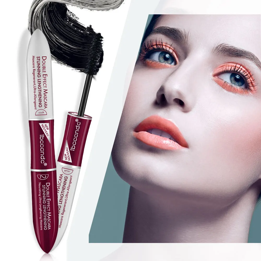 

New 2 In 1 4D Silk Fiber Lash Mascara Thick Curling Eyelash Lengthening Waterproof Black White Extension Eye Lash Base Mascara