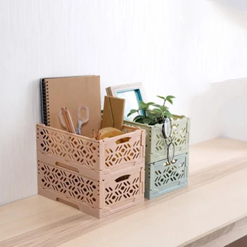 

Household Plastic Folding Single Layer Desktop Storage Basket Bathroom Bedroom Debris Storage Basket