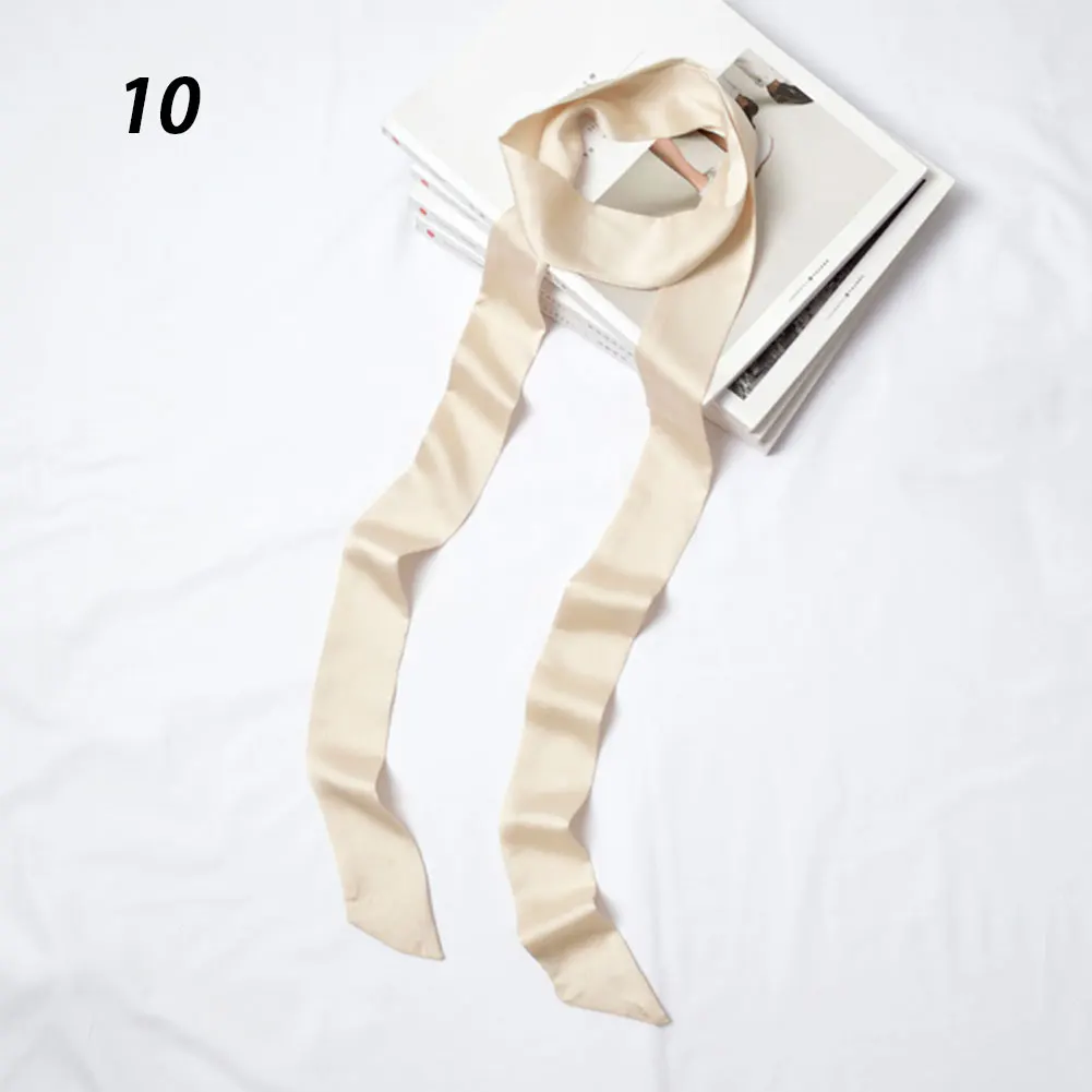 10 Beige Sparsil весенний однотонный узкий длинный шарф для женщин, новые мягкие шарфы 200 см, стильный галстук, ремень на запястье, маленькая лента - Цвет: 10 Beige