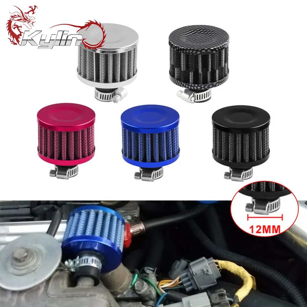 

Air Filter 12MM Intake Filters Turbo Vent Cover Crankcase Breather High Flow For Universal Car Motorcycle