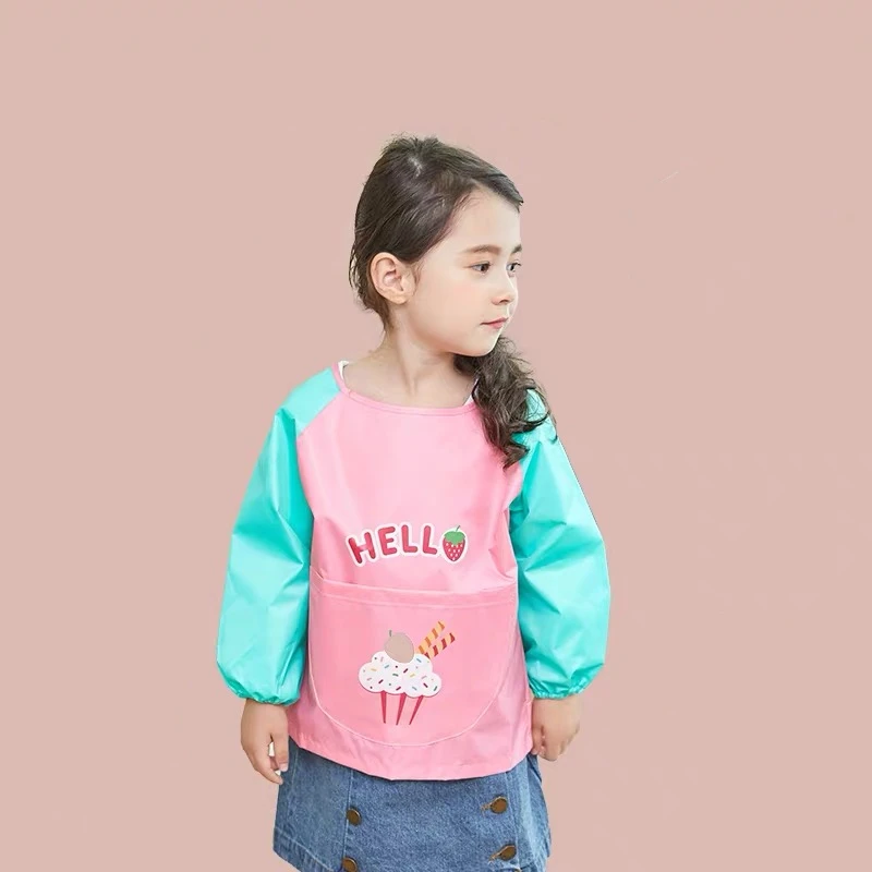 

Cartoon Children Waterproof Long Sleeve Painting Smock Bibs Apron Baby Todders Polyester Feeding Baberos Bavoir Clothing