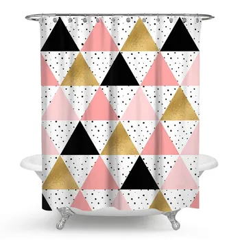 

Waterproof Moroccan Style Geometric Pattern Shower Curtain Polyester Fabric Gray White Bathroom Curtains for Home Decor