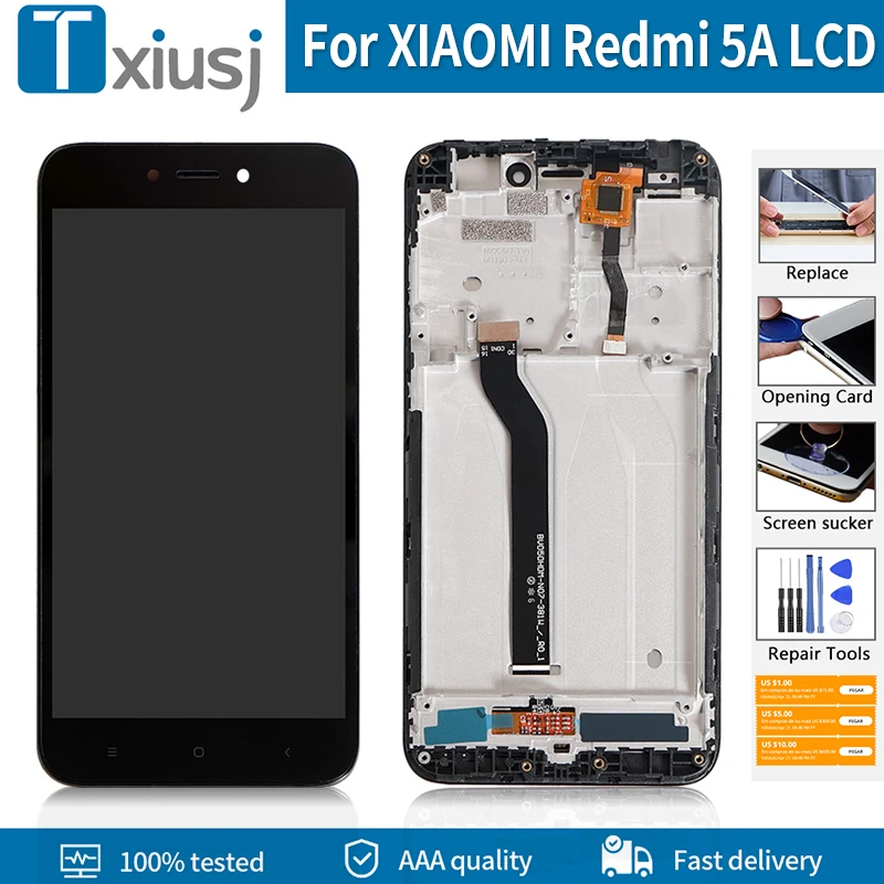 Жк-дисплей 5 0 ''с рамкой для Xiaomi Redmi 5A дигитайзер датчик стекло в сборе 100%