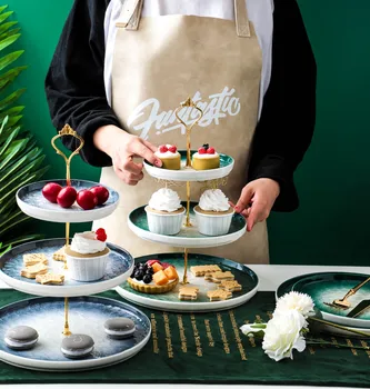 

gradients ceramic living room multi-layer fruit plate shelf snack plate cake plate sugar afternoon tea center frame